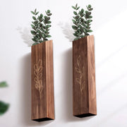 Indoor Living Room Bedroom Decoration Wooden Wall Flower Pot4Packaged Bohemian Style Farmhouse Pocket Vase Dried Flowers Artific