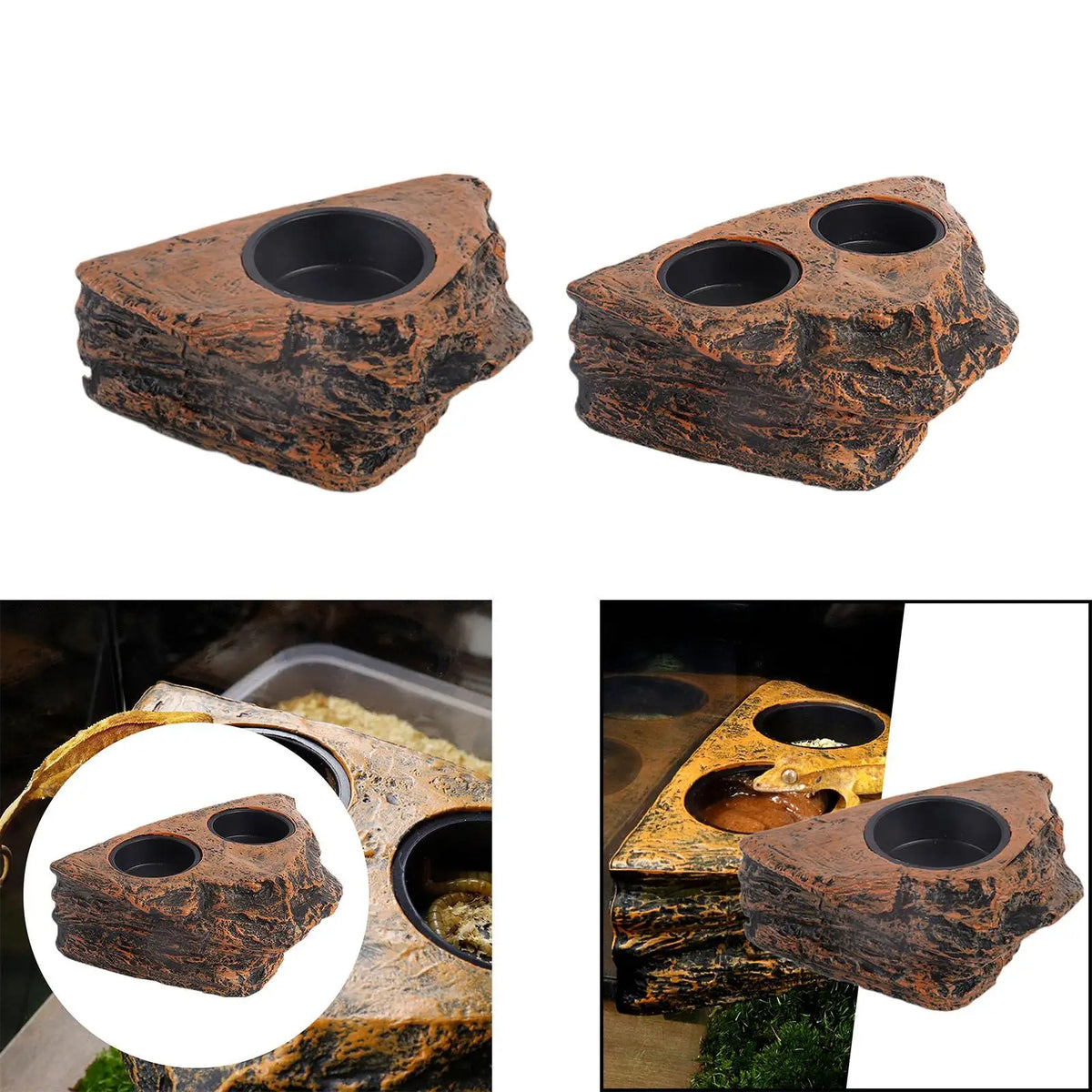 Reptile Accessories Magnetic Feeder Ledge Bowl Plastic Food Dish for Gecko Iguana Lizard Terrarium Supplies