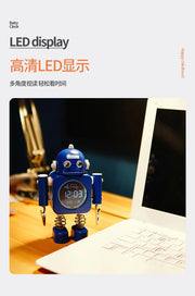 2025 Robot Smart Alarm Clock Led Wake-up Light Luminous Snooze Living Room Bedroom Desk Clock Children's Gifts Home Decoration