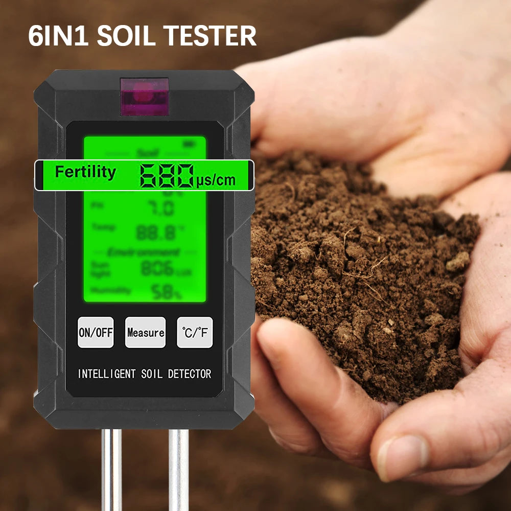 Digital Garden Probe Tools Soil Tester Humidity Sunlight Air Moisture Nutrient Fertility Meter PH Temperature Test Gauge Monitor