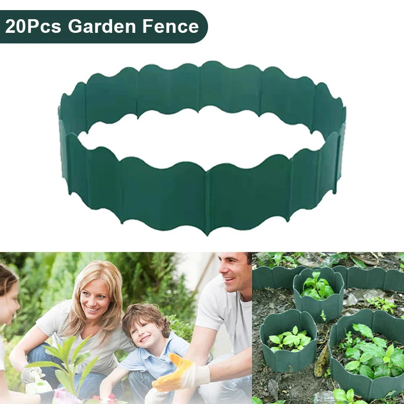 Green Garden Landscape Edging Border Lawn Edgings Decorative Landscape Fence Border for Yard Lawn Garden Flower Bed 20PCS