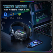 Wireless Gaming Headset: 2.4G/Wired/Bluetooth 3 Modes, Bendable HD Mic, Soft Ear Pads, Immersive Sound for PC/PS4/PS5 – Black