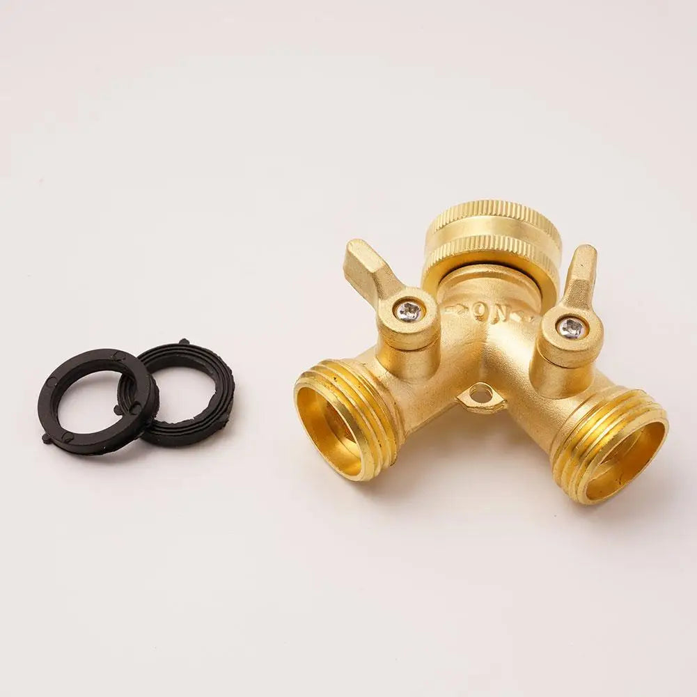 Garden Tools Copper Connector Copper 3/4 Garden Hose Water Y-tee Faucet Splitter Adjustable Control Splitter Flow Connector