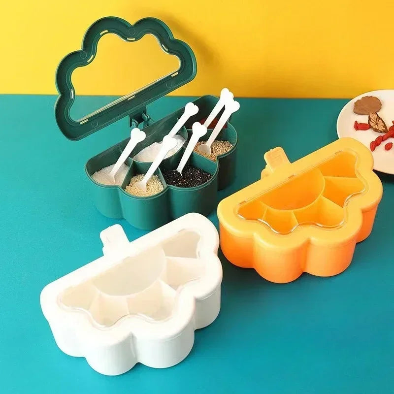 Kitchen 6-in-1 Seasoning Box Set Pepper Sugar Bowl Salt Spices Stirring Storage Jars Gadget Accessories Condiment Container Jar