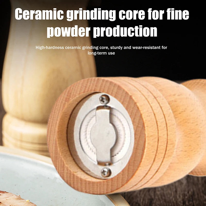 Kitchen Essential Wood Pepper Mill,Adjustable Grinder for Fresh Flavor,CeramicMechanism,Perfect Housewarming or Host Gift,3Sizes