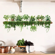 Bedroom Living Room Wall Beautification Green Plant Decor Courtyard Wall Decals Green Dill Leaves Hanging Basket Wall Stickers
