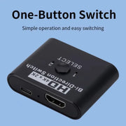 4K 60Hz HDMI Bi-Directional Switch 2x1 Splitter 2 Ports Input 1 Output For PC Laptop Monitor TV Projector Audio Video Converter