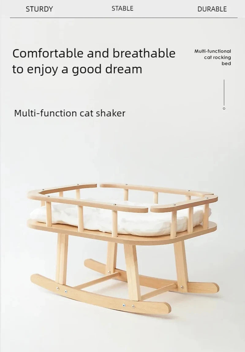 Cat bed, wooden pet hammock, suitable for all seasons, summer, cat swing, simple large rocking bed, cat supplies