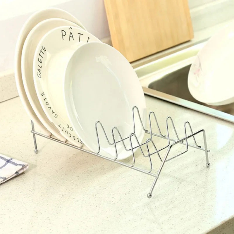 Kitchen Storage Draining 7/9 Slots Pot Lid Dish Rack Plates Metal Bowl Storage Holder Drying Stand Organizer Kitchen Tools