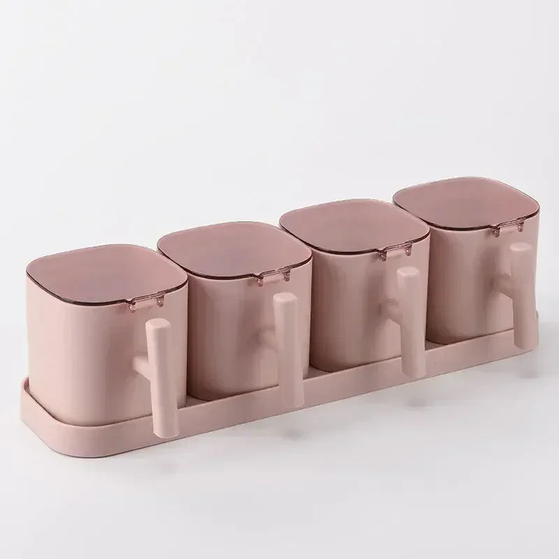 Kitchen Seasoning Boxes Set Gadget Organizer Condiment Container Pepper Sugar Bowl Salt Spice Shaker Storage Jar