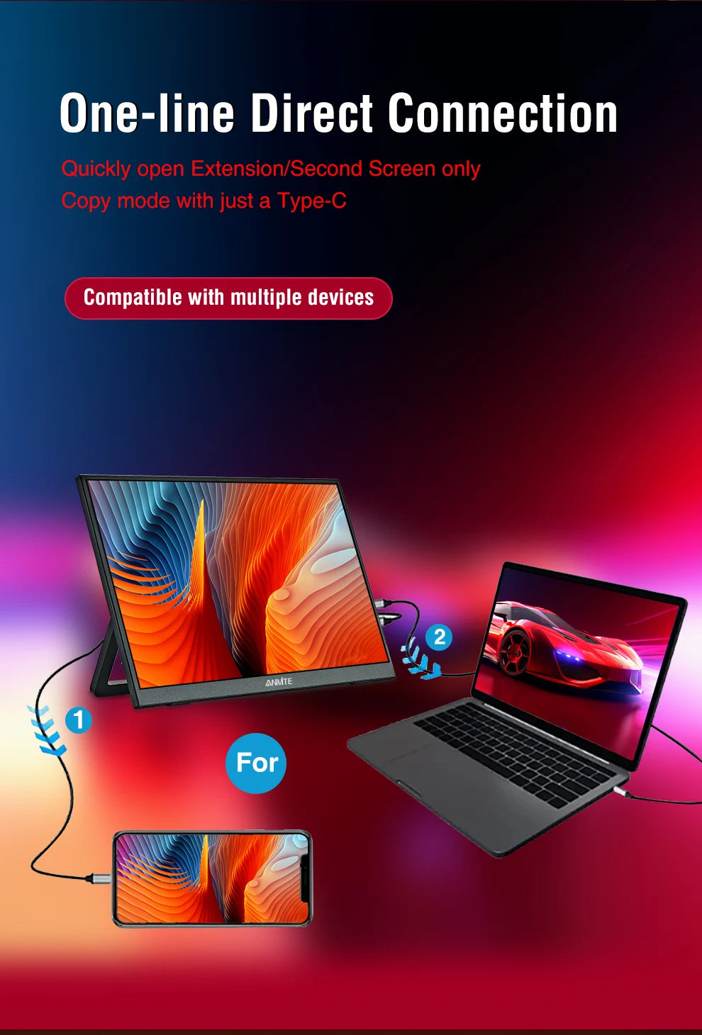 14 Inch Portable  Touch Monitor Non-touch optional 16:10 400cd/m2 Gaming Computer Expand Display For XBox PS4/5 Switch Loptop