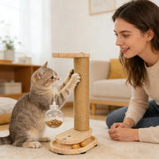 Cat Scratching Post with Treat Dispenser Sisal Rope Scratcher Toy Furniture Protector for Indoor Cats Kittens Climbing Activity