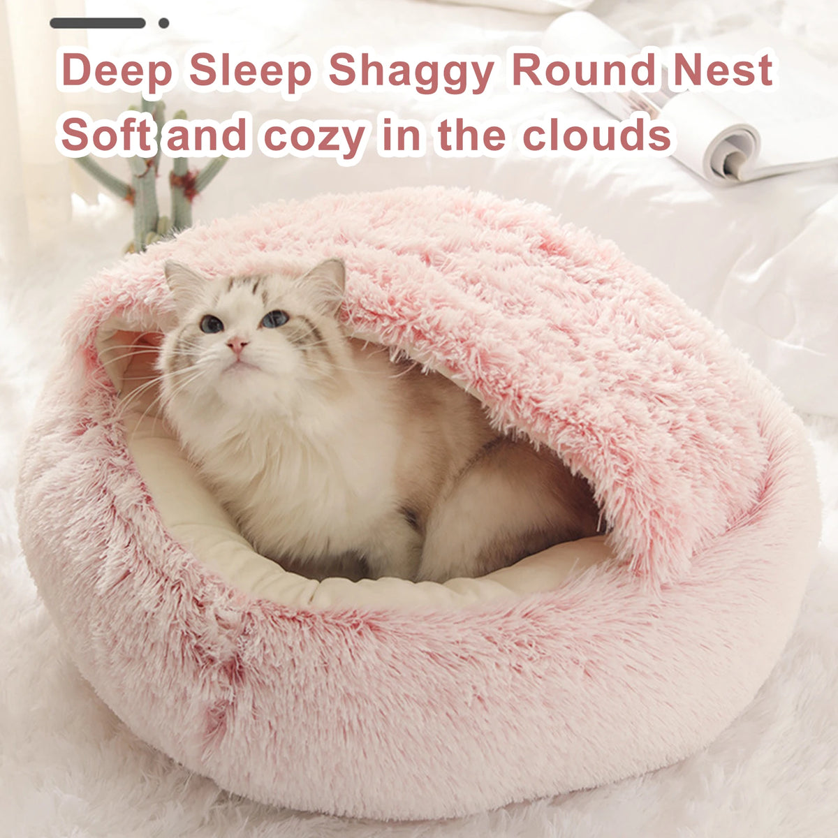 Cat Bed for Deep Sleep  Plush and Warm  Cat Cave Comfortable and Supportive  Easy to Clean  Non-slip Bottom  Suitable for Small