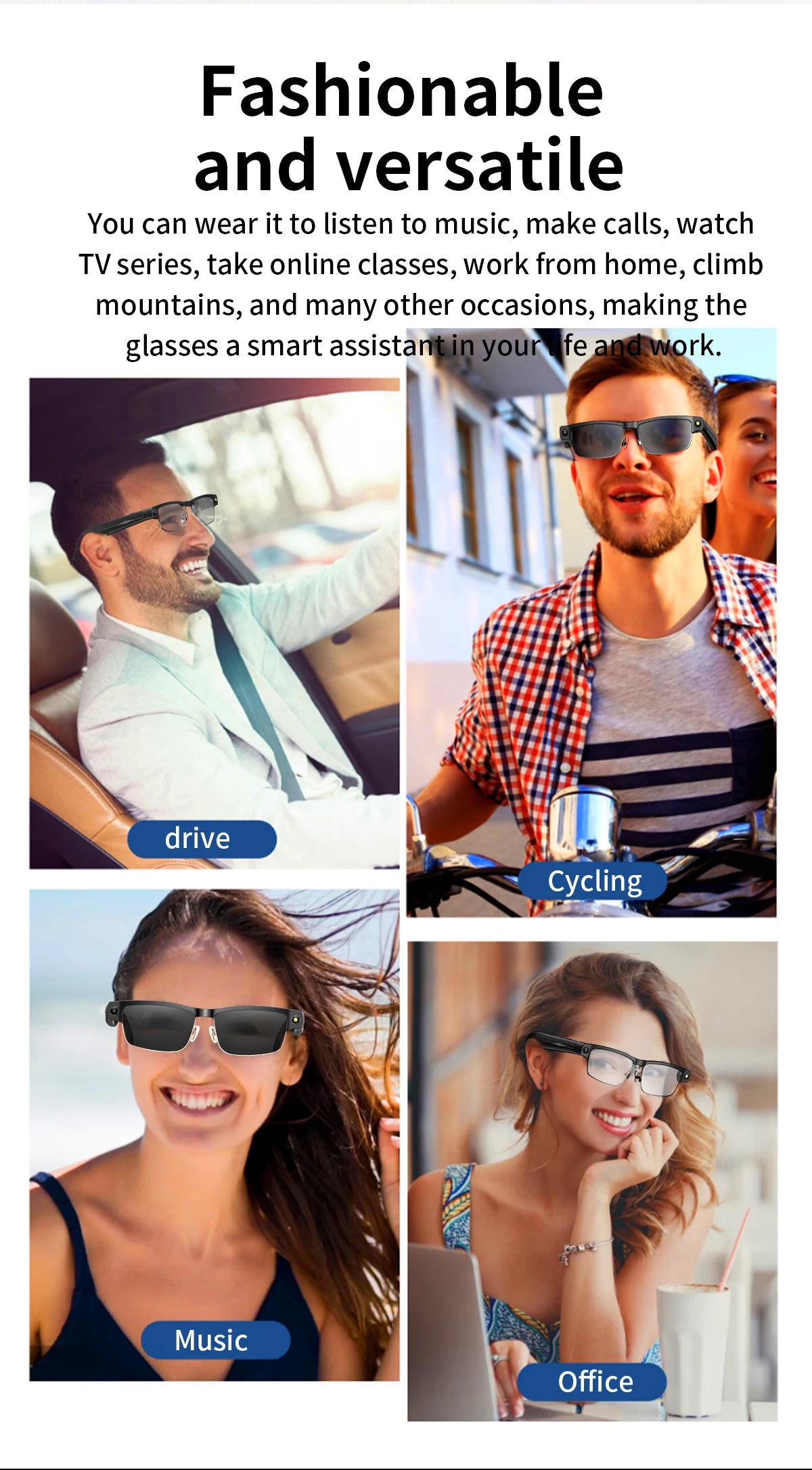 New 800W HD Camera Smart Glasses WFl Transmission Bluetooth Call AI Intelligent Voice Assistant Object Recognition Sun Glasses
