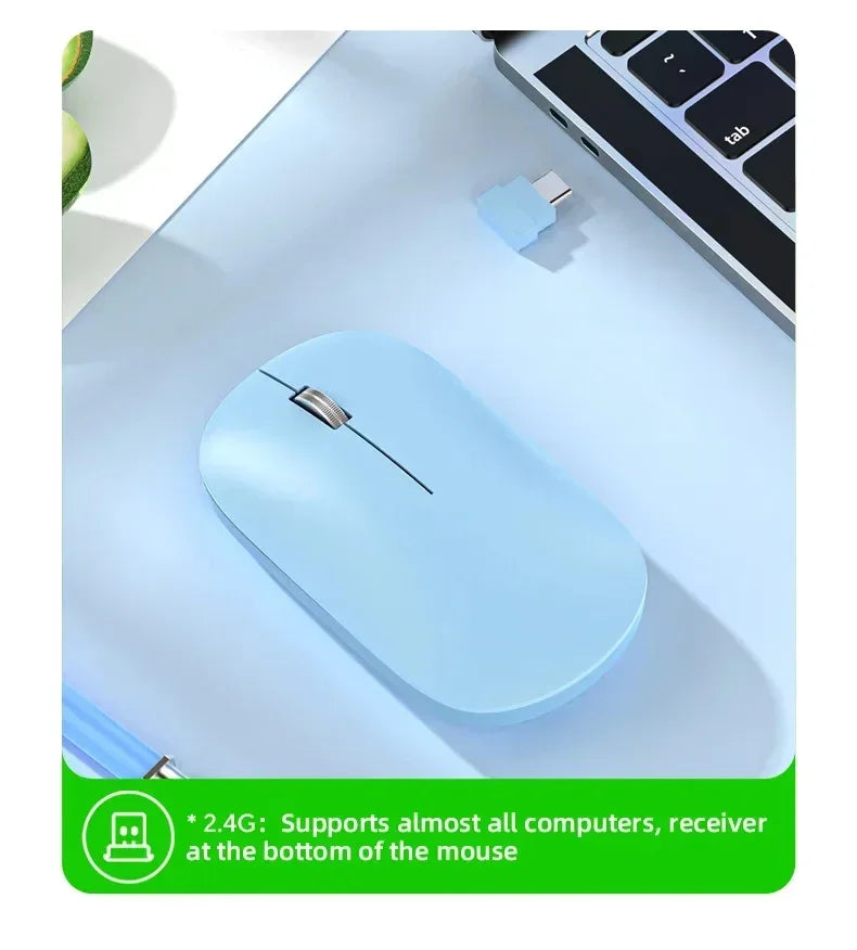 Wireless Mouse Bluetooth Silent 2.4G Dual-mode Type-C Charging Ergonomic Morandi Portable Laptop Office Gaming Mouse