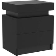 Living Room LED Nightstand Black Night Stand Led Lights Modern Nightstand 2 High Gloss Drawers Bedside Table Smart Bedroom
