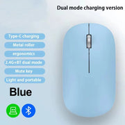 Wireless Mouse Bluetooth Silent 2.4G Dual-mode Type-C Charging Ergonomic Morandi Portable Laptop Office Gaming Mouse