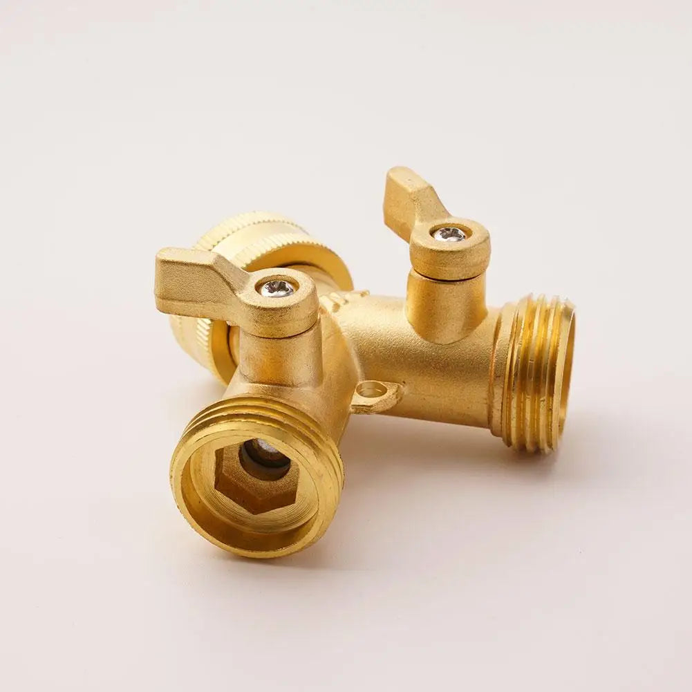Garden Tools Copper Connector Copper 3/4 Garden Hose Water Y-tee Faucet Splitter Adjustable Control Splitter Flow Connector