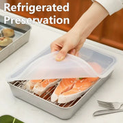 Food Storage Trays Rectangle Preservation Box with Plastic Cover Stainless Steel Multi-Function Rustproof Barbecue Food Storager