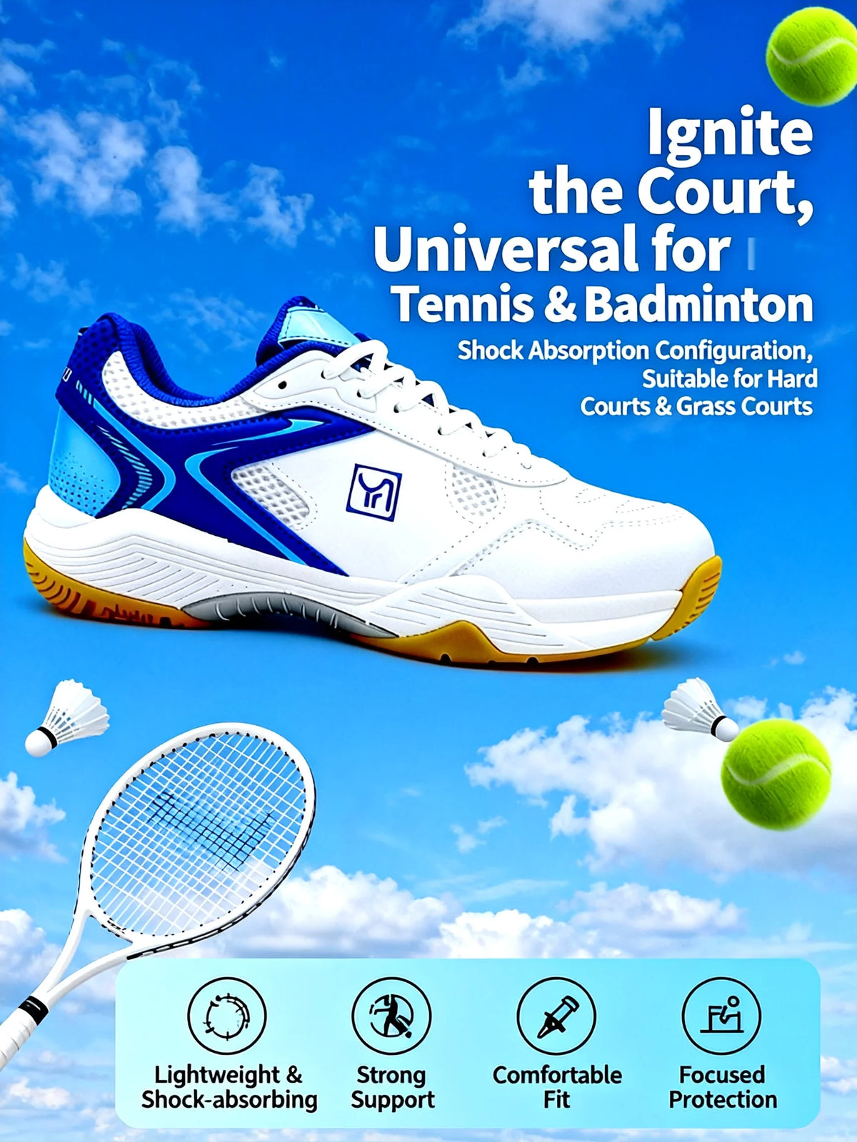 Tennis Shoes Wear-Resistant Non-Slip Cushioning Tennis Court Training Match Men Women Professional Anti-Twist Sports Functional