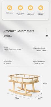 Cat bed, wooden pet hammock, suitable for all seasons, summer, cat swing, simple large rocking bed, cat supplies