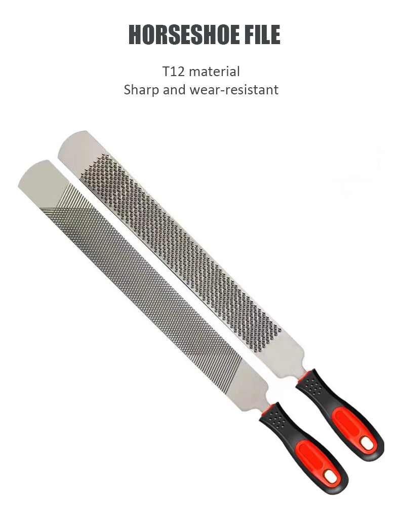 Horseshoe File Anti-slip Handle Double Side Carbon Steel Hoof Rasp Horse Hoof Trimming Tools Sanding Wood Equestrian Accessories