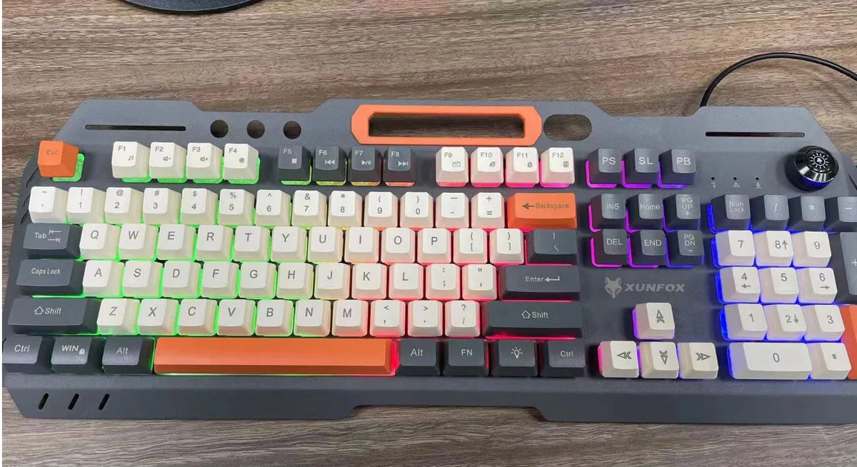 Gaming Keyboard Spanish Russian Arabic Keyboard 100% Layout RGB Backlight Gamer Keyboard Volume Knob Wired K90 104 Keys Hand Sup