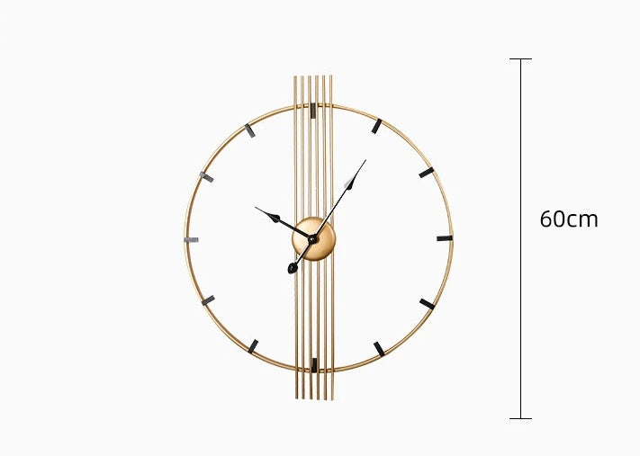 24 Inch 60cm Modern Simple and Atmospheric Living Room Large Wall Clock Nordic Light Luxury Wrought Iron Home Silent Wall Clock