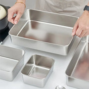 Food Storage Trays Rectangle Preservation Box with Plastic Cover Stainless Steel Multi-Function Rustproof Barbecue Food Storager