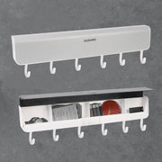 Bathroom Accessories Wall-Mounted For Bathroom Door  Clothes Key Organizer Punch-Free With Hook Shelf Storage Box Storage Rack