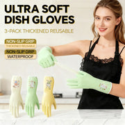 Household Cleaning Gloves 3Pairs Cute Reusable Kitchen Dishwashing Gloves Waterproof Non-Slip Ideal for Dishes Household Chores
