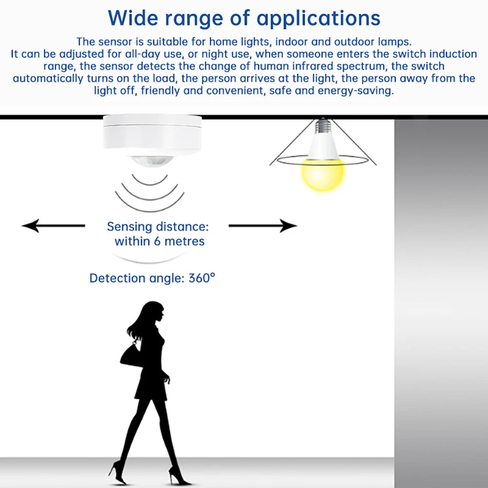 Smart Home Mini Motion Sensor Switch AC 220-240V Ceiling Infrared Human Body PIR Sensor Smarthome For Stairs Corridor Washrooms