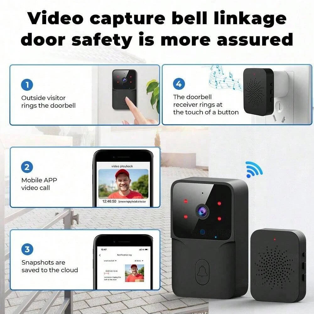 Smart WiFi Wireless doorbell IR night vision visual intercom real-time voice intercom home monitoring doorbell Easy to install