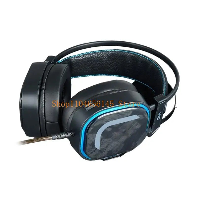 V10 Over Ear USB Corded Gaming Headphones Headsets with Comfortable Protein Leather Ear Cushions Sweatproof Noise Reduce
