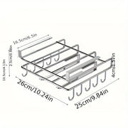 Kitchen Hanging Organizer Rack with Hooks Under Cupboard Multipurpose Wall-mounted Kitchen Organizers Storage Rack