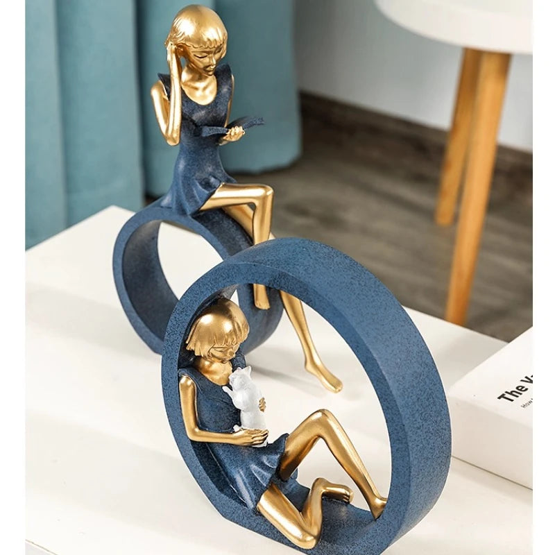 creative idea home accessories desk decoration Reading girl décoration miniature handicraft home decoration accessories  decor