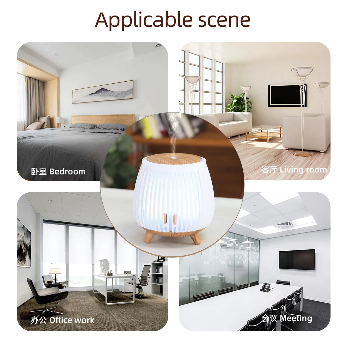 Air diffusers home idea household supplies decorative lights wood grain design mini desktop aromatherapy diffuser humidifier
