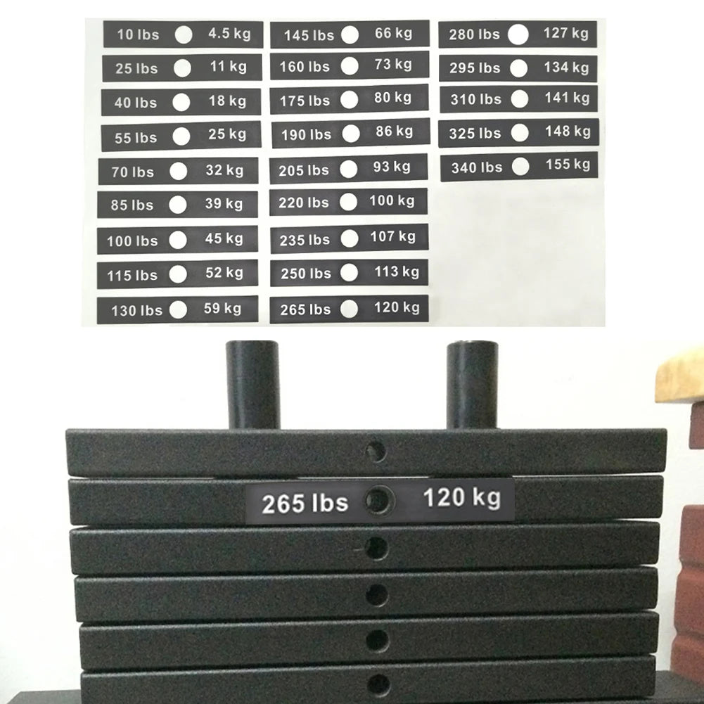1pc Fitness Equipment Weight Stickers 4.5/7-91/120kg 5-103kg 5-162.5kg Weight Stack Labels Sticker Gym Counterweight Block Parts