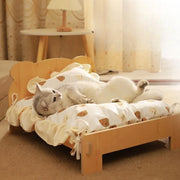 Wooden Cat Bed Keep Warm Rest Cat Kennel Removable and Washable Four-season Cat Bed Cute Wooden Shape Sleeping Pet Products