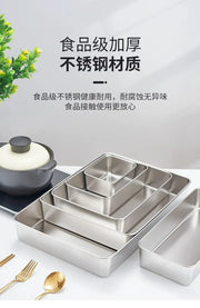 Food Storage Trays Rectangle Preservation Box with Plastic Cover Stainless Steel Multi-Function Rustproof Barbecue Food Storager