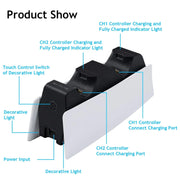 Game Wireless Charging Station for PS5 with Dual Fast Charger Dock and LED Charging Indicators