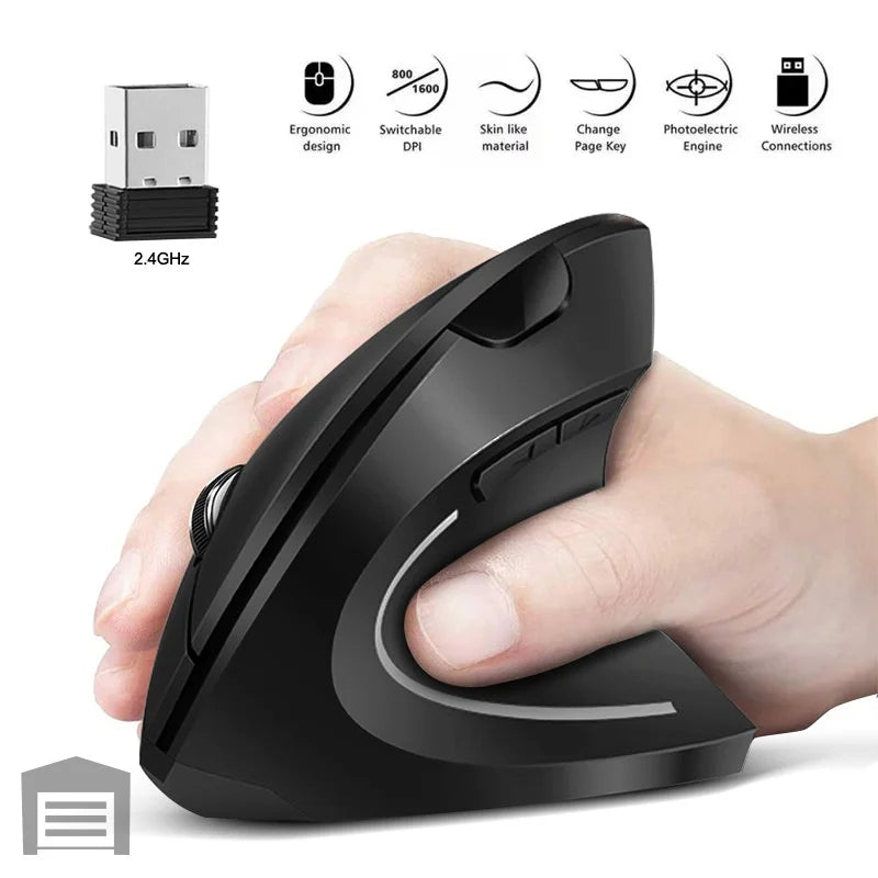 Wireless Bluetooth Vertical Mouse 800/1200/1600 DPI 6 Button Personalised Side Grip Ergonomic 2.4G Mute Gaming PC Computer Mouse