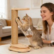 Cat Scratching Post with Treat Dispenser Sisal Rope Scratcher Toy Furniture Protector for Indoor Cats Kittens Climbing Activity