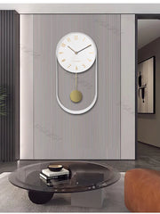Bedroom Living Room Modern Decoration Single Pendulum Battery Driven Non Ticking Swinging Wall Clock