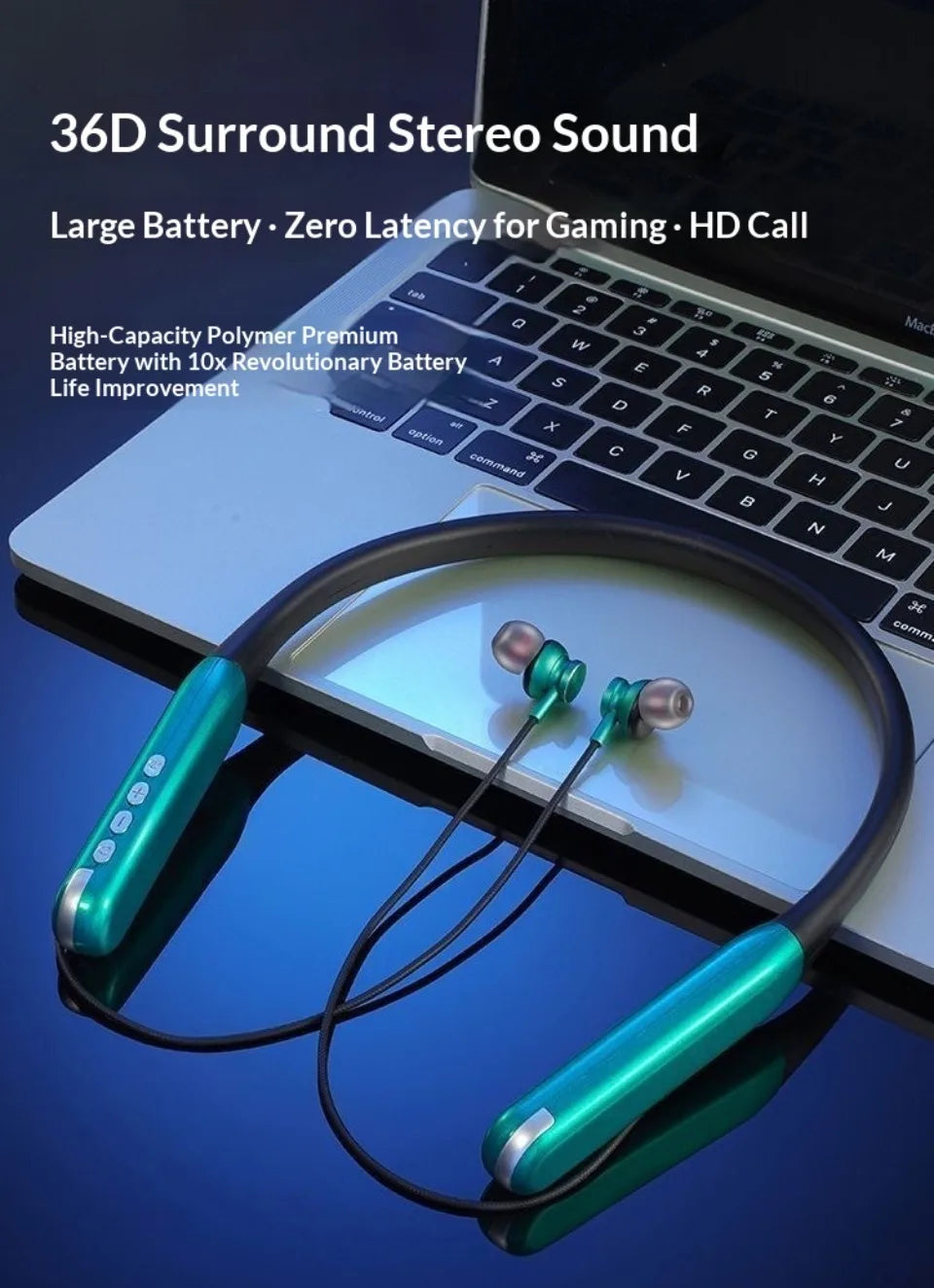 Neck-hung Wireless Bluetooth Headphones Lossless Sound Quality Noise Cancellation High Sound Quality Sports Business E-Sports Ga
