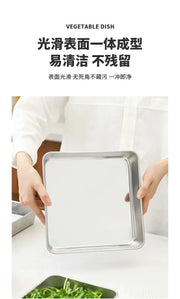 Food Storage Trays Rectangle Preservation Box with Plastic Cover Stainless Steel Multi-Function Rustproof Barbecue Food Storager