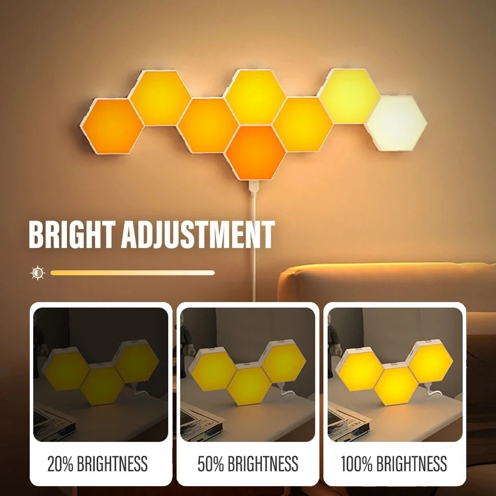 Smart LED RGB Wall Lights APP & Bluetooth Control Hexagonal Quantum Night Lamp Creative Home Decor for Room