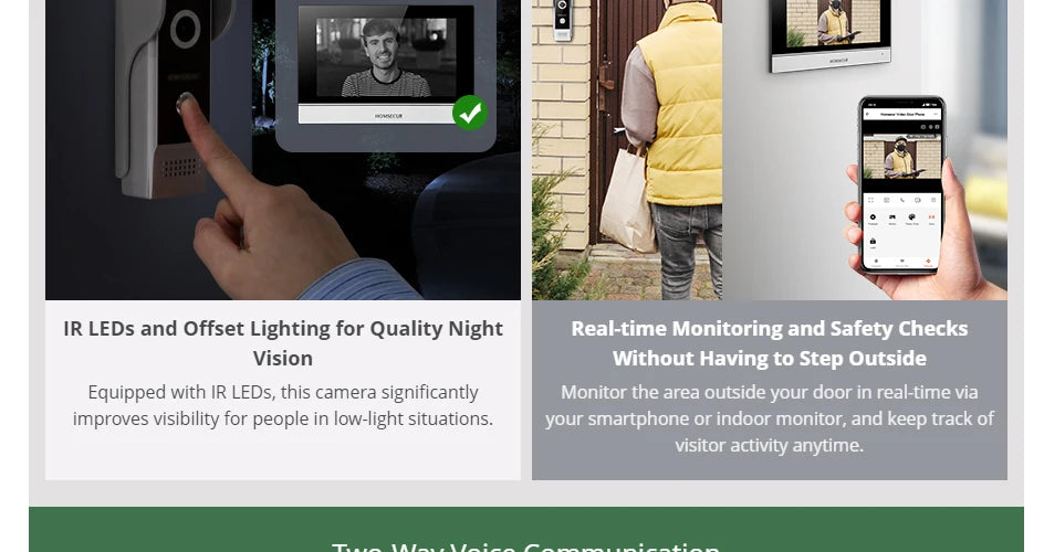 HOMSECUR 4 Wire Tuya Smart APP HD Video House Door Phone Kit with 7" Touch Screen Monitor IP65 Doorbell Camera Record Snapshot