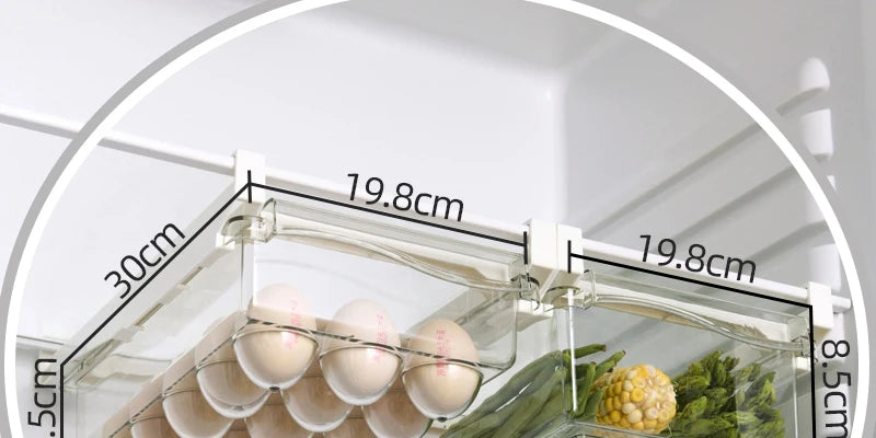 Hanging Fridge Storage Clear Refrigerator Shelves Organizer Eggs Fruits Vegetable Food Container Space Saving Kitchen Drawer Box