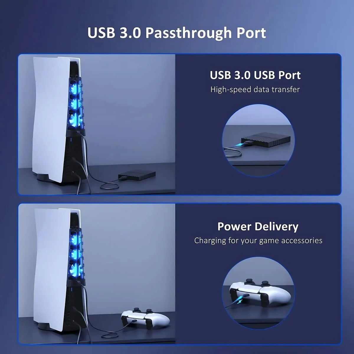 For PS5 Accessories Cooling Fan with LED Light for PS5 Both Disc and Digital Editions Gaming Accessorie Cooling System